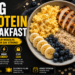 35g protein breakfast with eggs oats protein powder blueberries and banana