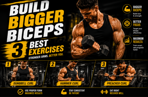 Bigger biceps exercises including dumbbell curls hammer curls and preacher curls