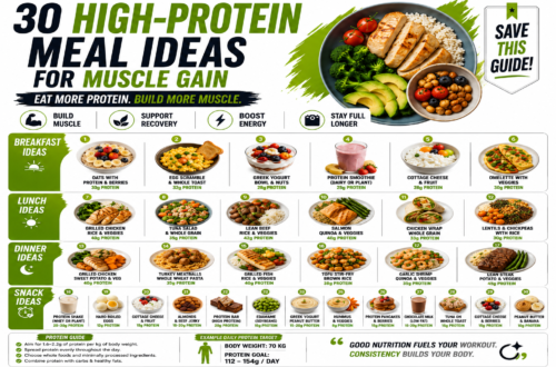 30 high protein meal ideas for muscle gain including breakfast lunch dinner and snacks