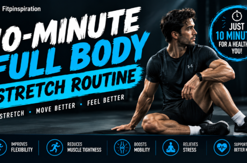 10-minute full body stretch routine with 10 easy stretches